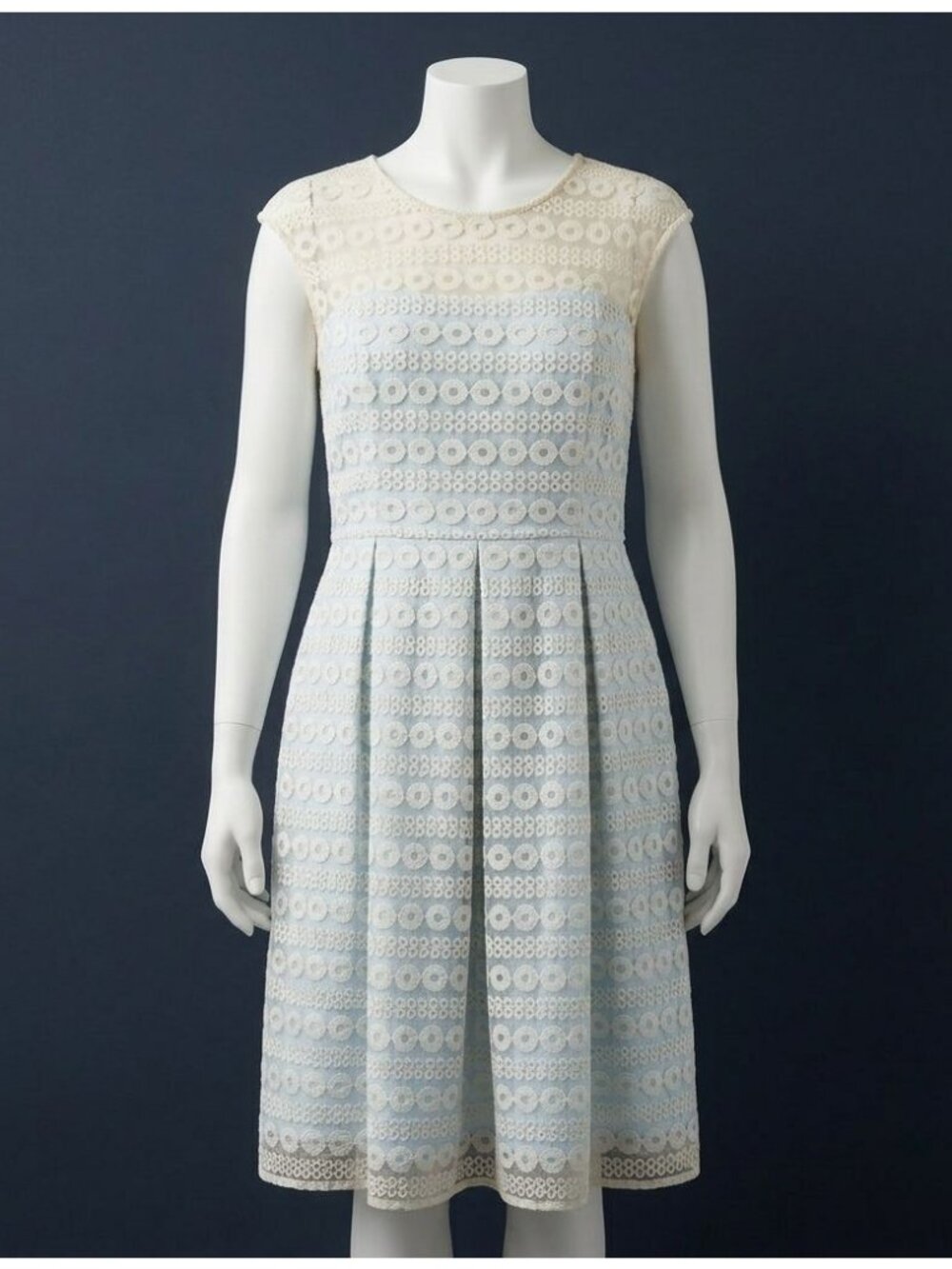Lindy Bop Harlow Lace Overlay Pleated Midi Dress Womens 12 Blue Wedding Swing